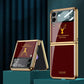 Luxury Deer Pattern Electroplating Tempered Glass Case For Samsung Z Flip 4 5G - Galaxy Z Flip 4 Case