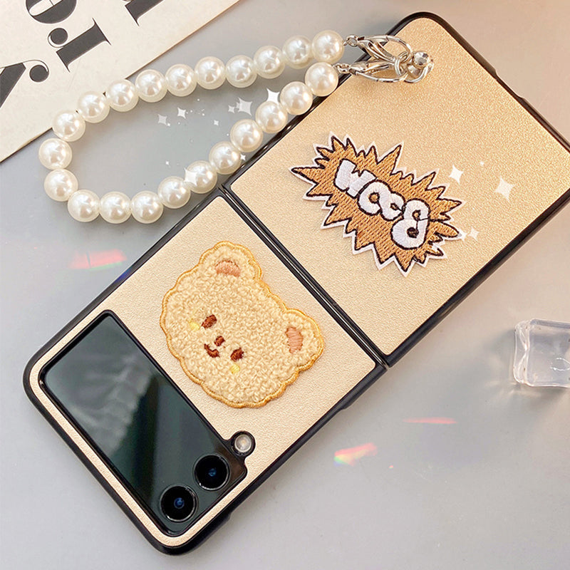 Pearl Cute Bear Case For Galaxy Z Flip 4 5G - Galaxy Z Flip 4 Case