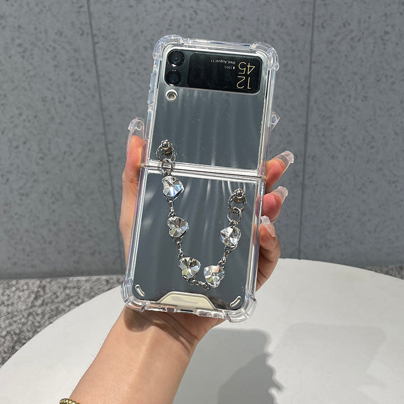Luxury Mirror Case with Crystal Bracelet For Galaxy Z Flip 4 5G - Galaxy Z Flip 4 Case